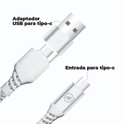 Cabo Thunder 65w 2 Em 1 Tipo C / Tipo C / Usb-a -1m- Gshield