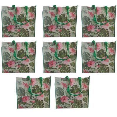 Bolsa Ecobag Kit 8 Uni Sacola De Ombro Compras Mercado Feira Dobravel Portatil