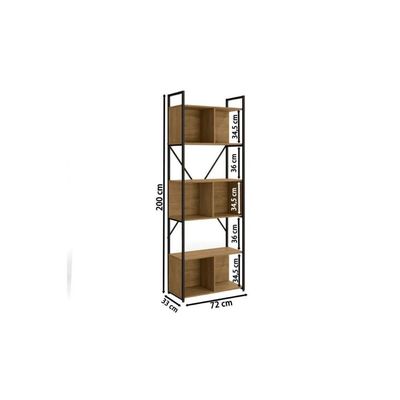 Estante P-sala Industrial Li014 Kit 3 Un Aço Madeirado 72x200cm Freijo-preto - Kappesberg