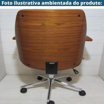 Cadeira Giratória Lisboa Rivatti S- Encosto De Cabeça Madeira Laminada Em Pu Marrom Base Rodízio