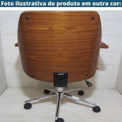 Cadeira Giratória Lisboa Rivatti S- Encosto De Cabeça Madeira Laminada Em Pu Preto Base Rodízio