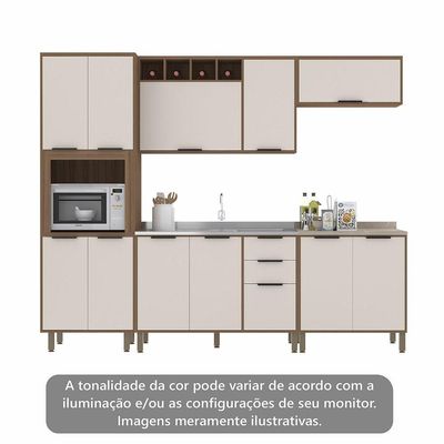 Cozinha Completa 5 Peças Com Aéreos Balcão Aspen Luciane Móveis Vanilla/beige