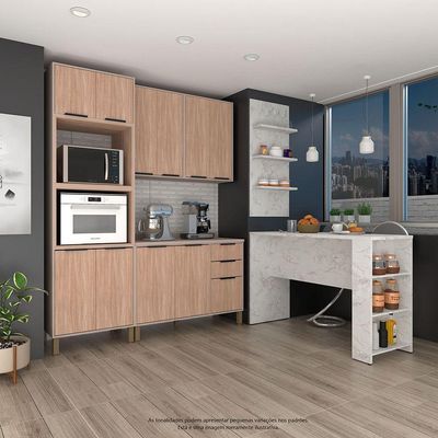 Cozinha Completa 6 Peças Bancada E Tampo Stylo Luciane Móveis Cinammon/cumaru