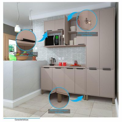 Cozinha 5 Peças Espaço Micro E Tampo Stylo Luciane Móveis Cinammon/cumaru