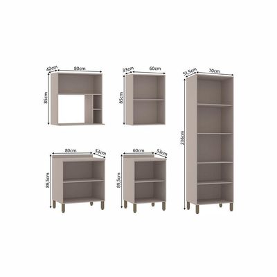 Cozinha 5 Peças Espaço Micro E Tampo Stylo Luciane Móveis Cinammon/beige