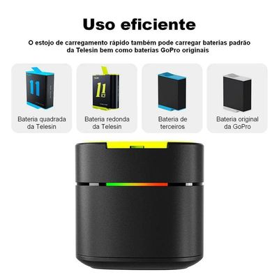 Carregador Duplo Quick Charge Gopro 12-11-10-9 - Telesin