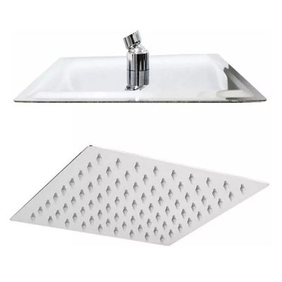 Ducha Inox Chuveiro Quadrado 20x20 Banheiro Cromado Area