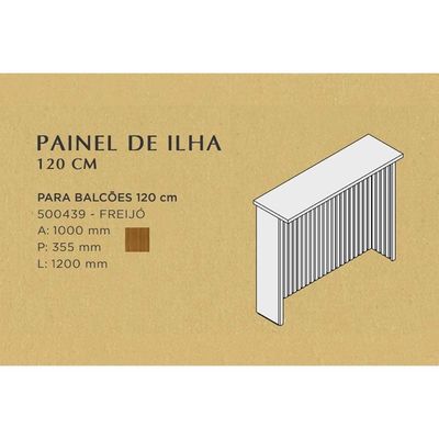 Bancada Ilha Cozinha Painel Gourmet Imperatriz Ripado 120cm Freijó - Nesher