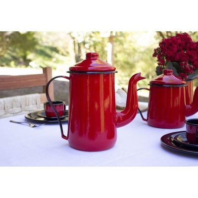 Bule Para Café Tradicional Esmaltado Vermelho 1,5 L Ewel