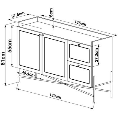Aparador Balcao Buffet 139 Cm Pes Metal 28969 Oslo Hanover Artesano Hanover