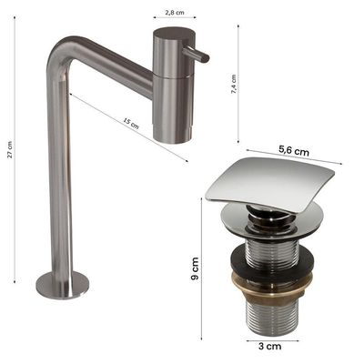 Cuba Pia Banheiro Sophia Torneira Inox E Valvula Inox Click Branco