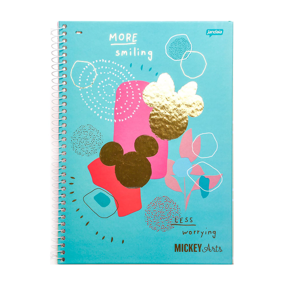 Caderno Espiral Jandaia 1 Mat 80Fls Mickey Arts More Smiling