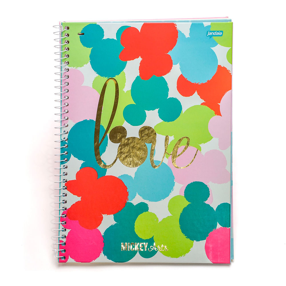 Caderno Espiral Jandaia 1 Mat 80Fls Mickey Arts Love