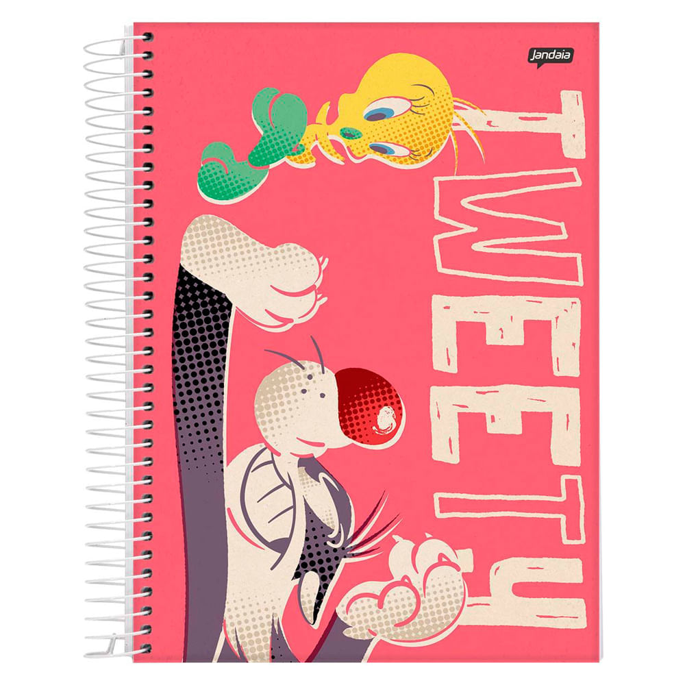 Caderno Espiral Univ CD 10 Matérias 160Fls Tweety Vermelho Jandaia