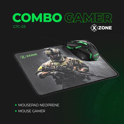 Kit Gamer 2 em 1 Mouse e Mousepad Xzone - GTC-03 COMBO GTC-03 NA 2 EM 1