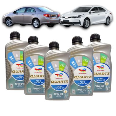 Kit Revisão 5 Litros de Óleo Total Quartz 10W30 + Kit de Filtros Mann Filter Toyota Corolla 1.8/2.0 16V 2010 até 2019