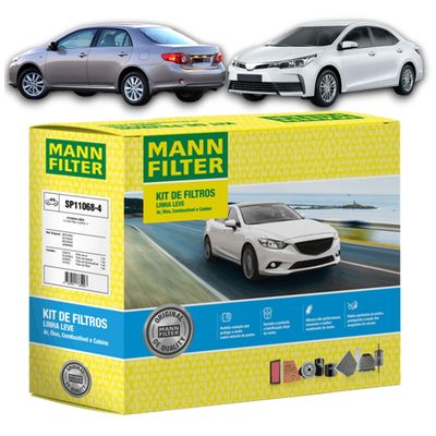 Kit Revisão 5 Litros de Óleo Total Quartz 10W30 + Kit de Filtros Mann Filter Toyota Corolla 1.8/2.0 16V 2010 até 2019