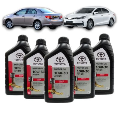 Kit Revisão 5 Litros de Óleo Toyota 10W30 Mineral + Kit de Filtros Mann Filter Toyota Corolla 1.8/2.0 16V Flex 2010 até 2019