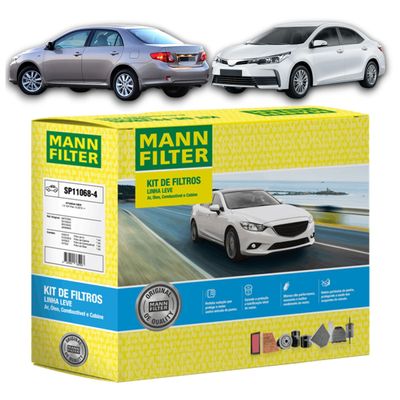 Kit Revisão 5 Litros de Óleo Toyota 10W30 Mineral + Kit de Filtros Mann Filter Toyota Corolla 1.8/2.0 16V Flex 2010 até 2019