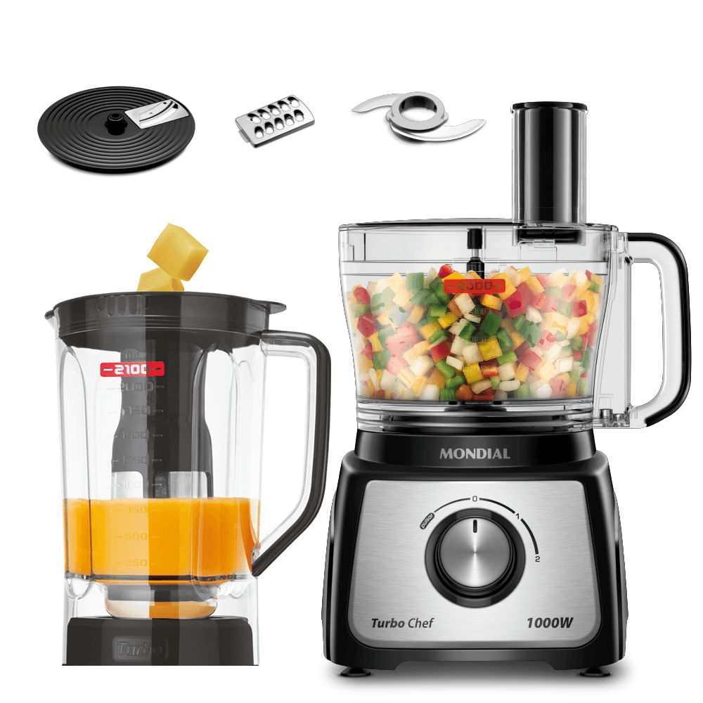 Multiprocessador Mondial Turbo Chef 5 em 1 1000w Mpn-01-b - 110v