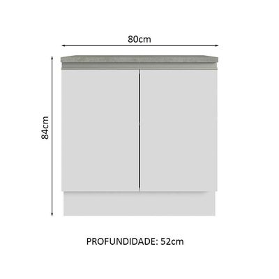Armário Gabinete Para Banheiro 80cm 2 Portas Branco Madesa Branco
