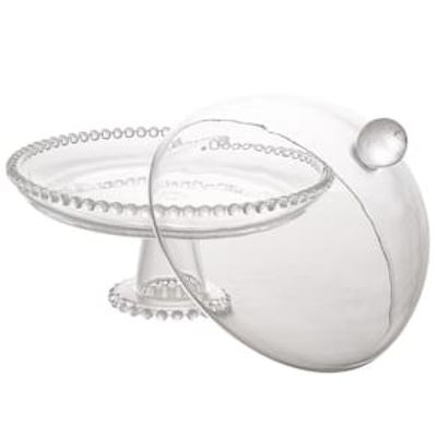 Boleira Wolff Pearl com Pé e Tampa em Cristal - 20 cm