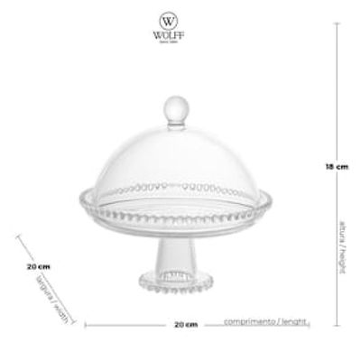 Boleira Wolff Pearl com Pé e Tampa em Cristal - 20 cm