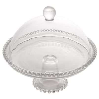 Boleira Wolff Pearl com Pé e Tampa em Cristal - 20 cm