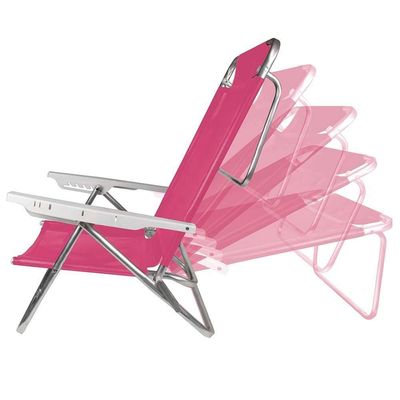 Kit 2 Cadeira Alumínio Reclinável Summer 6 Posições Rosa Mor