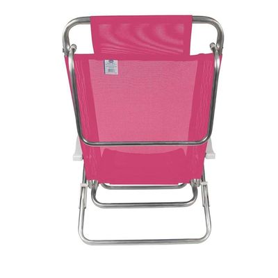 Kit 2 Cadeira Alumínio Reclinável Summer 6 Posições Rosa Mor