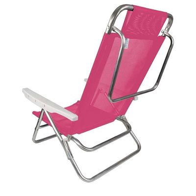 Kit 2 Cadeira Alumínio Reclinável Summer 6 Posições Rosa Mor