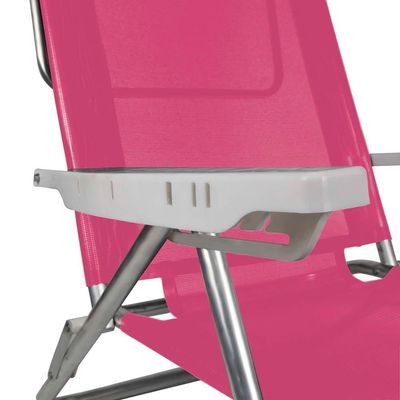 Kit 2 Cadeira Alumínio Reclinável Summer 6 Posições Rosa Mor