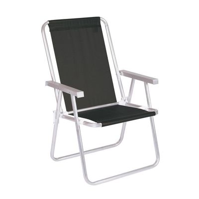 Kit 2 Cadeira Praia Alta Alumínio Conforto Preto 120kg Mor