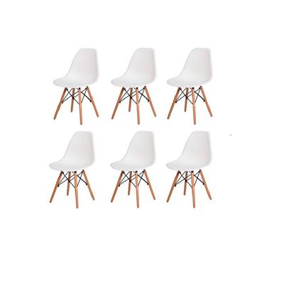Conjunto 6 Cadeiras Charles Eames Eiffel Concha Fixa - Branco