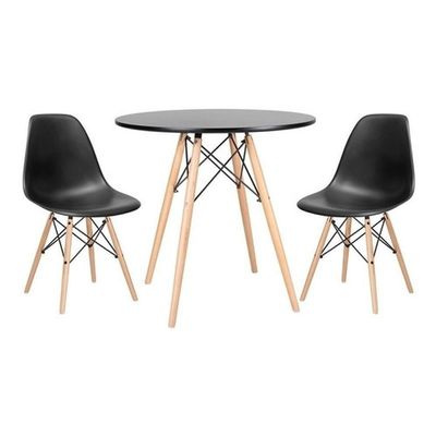 Kit Mesa Jantar Eiffel 80cm Preta + 2 Cadeiras Eames Eiffel
