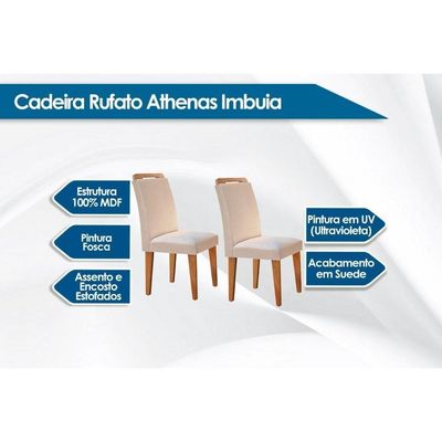 Sala de Jantar Completa Vidro 180Cm + 6 Cadeiras Imbuia Veludo Creme