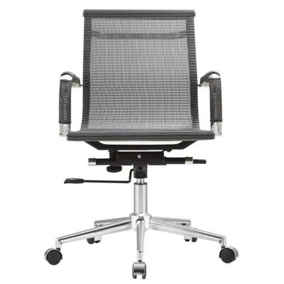 Kit 2 Cadeiras Giratória Office Sydney Diretor Fratini Tela Cinza Base Aço Cromado