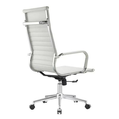 Kit 2 Cadeiras Giratória Alta Office Manhattan Esteirinha Fratini Revestida Em (pu) Branco Base