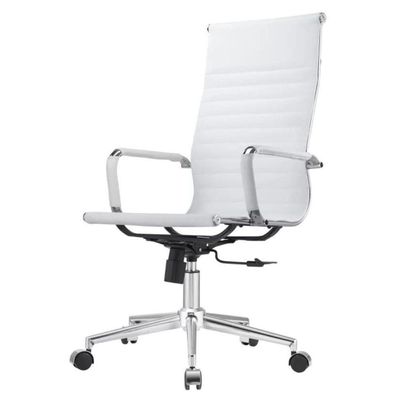 Kit 2 Cadeiras Giratória Alta Office Manhattan Esteirinha Fratini Revestida Em (pu) Branco Base