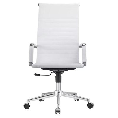 Kit 2 Cadeiras Giratória Alta Office Manhattan Esteirinha Fratini Revestida Em (pu) Branco Base
