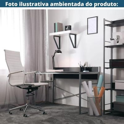Kit 2 Cadeiras Giratória Alta Office Manhattan Esteirinha Fratini Revestida Em (pu) Branco Base