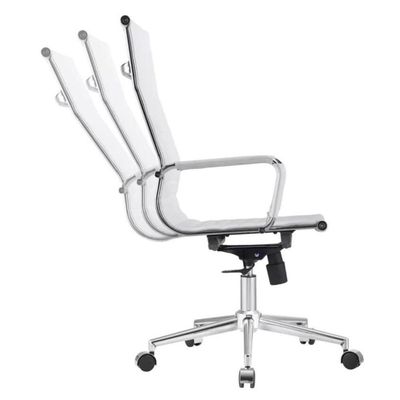 Kit 2 Cadeiras Giratória Alta Office Manhattan Esteirinha Fratini Revestida Em (pu) Branco Base