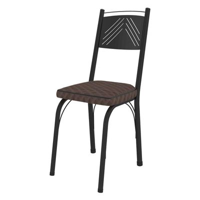 Kit 6 Cadeiras De Cozinha Virginia Estampado Tecelão Cacau Pés De Ferro Preto - Pallazio
