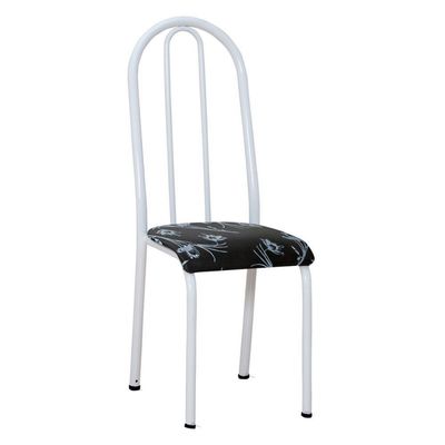 Kit 2 Cadeiras De Cozinha Flórida Estampado Preto Florido Pés De Ferro Branco - Pallazio