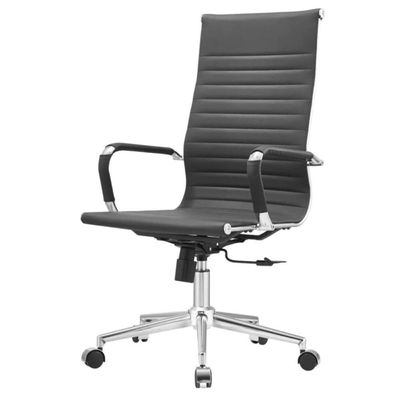 Kit 2 Cadeiras Giratória Alta Office Manhattan Esteirinha Fratini Revestida Em (pu) Preto Base