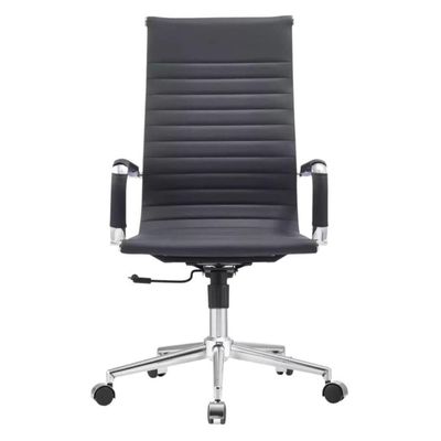 Kit 2 Cadeiras Giratória Alta Office Manhattan Esteirinha Fratini Revestida Em (pu) Preto Base