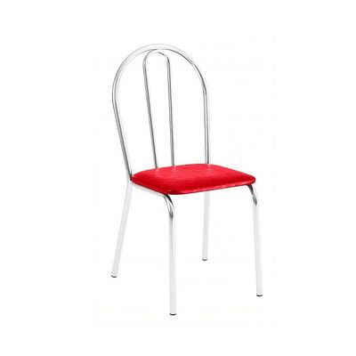 Kit 5 Cadeiras Lisboa Cromada Para Cozinha Ou área Gourmet-assento Sintético Vermelho