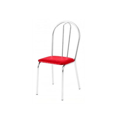 Kit 3 Cadeiras Lisboa Cromada Para Cozinha Ou área Gourmet-assento Sintético Vermelho