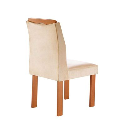 Mesa Madri 6 Cadeiras Lisboa Tampo Vidro 170x90cm Cel Móveis Cinamomo E Bege