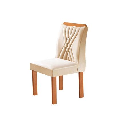 Mesa Madri 6 Cadeiras Lisboa Tampo Vidro 170x90cm Cel Móveis Cinamomo E Bege